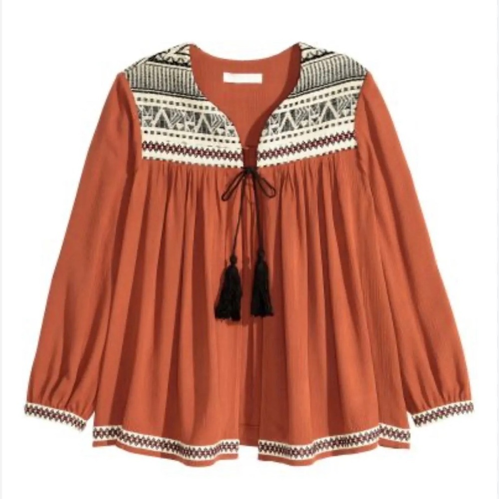 NWOT h&m orange open front shirt cardigan